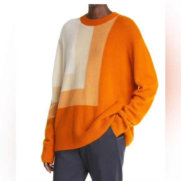 St. John Cashmere Colorblock Crewneck Sweater luxury fine cashmere mod geometric - Picture 2 of 10